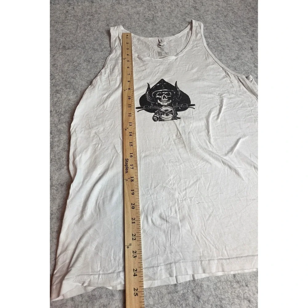 Throttle Junkies Mens White Biker Skull Spade Graphic Tank Top Size M Cotton